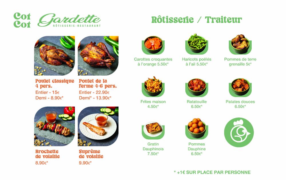 Carte r&ocirc;tisserie / traiteur - Cot Cot Gardette, Paris 11