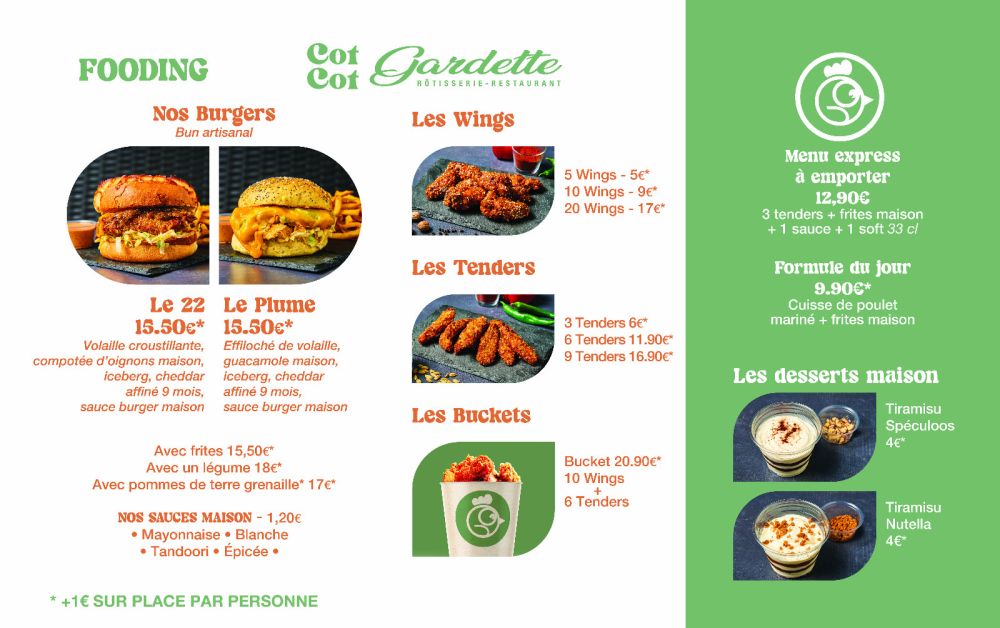 Carte fooding - R&ocirc;tisserie Cot Cot Gardette, Paris 11